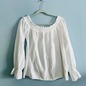 NWT Seaspice 100% cotton off-shoulder peasant poet top white XXL resort coastal